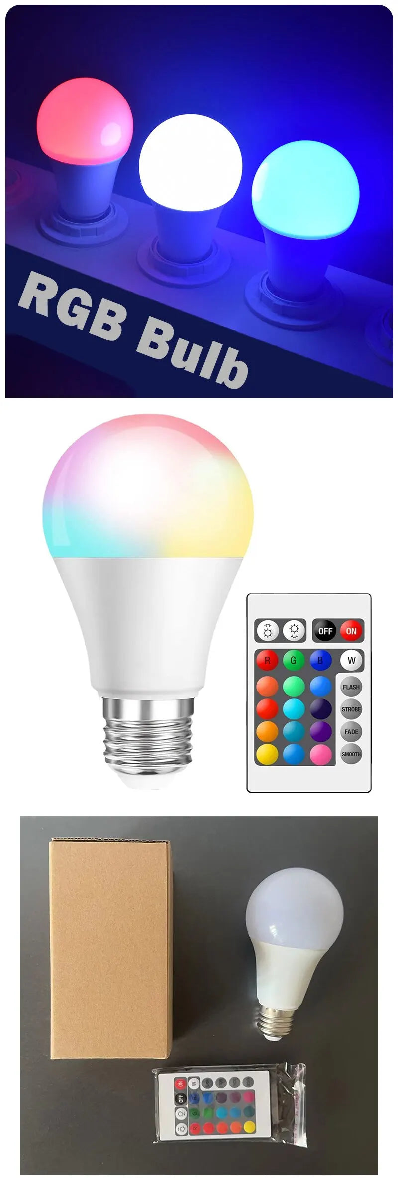 16 Colors RGB Bulb LED Multicolor Bulb E27 220V.