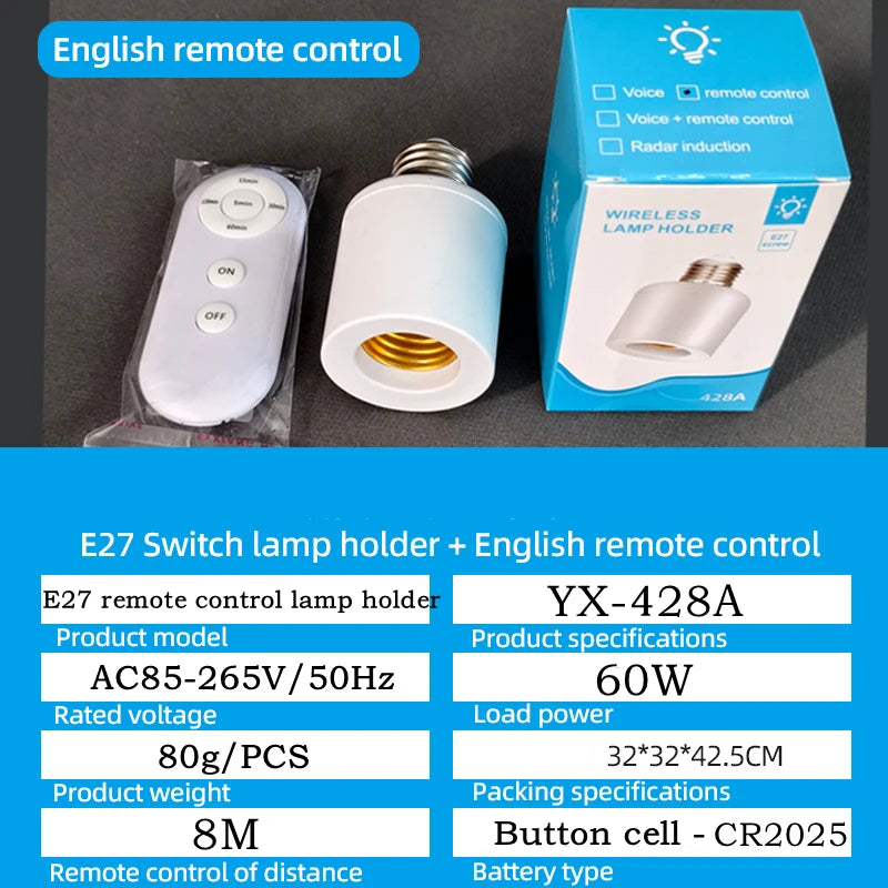 Wireless Remote Control Smart Timer Switch Lamp Holder.
